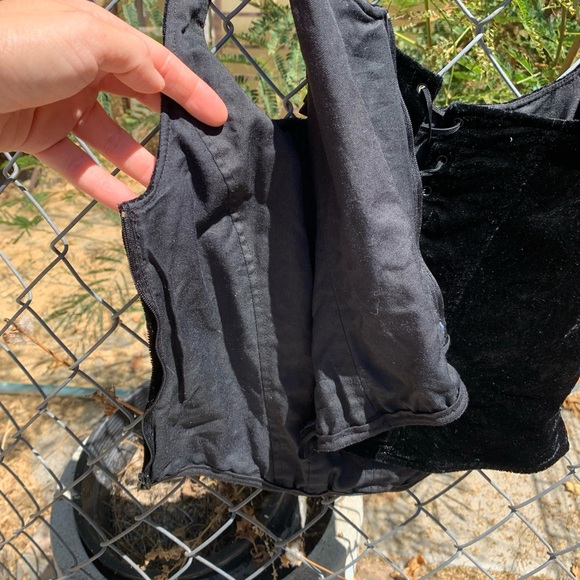 Vintage Ralph Lauren Black Velvet Rayon Lace Up Corset Union Made - Picture 5 of 16